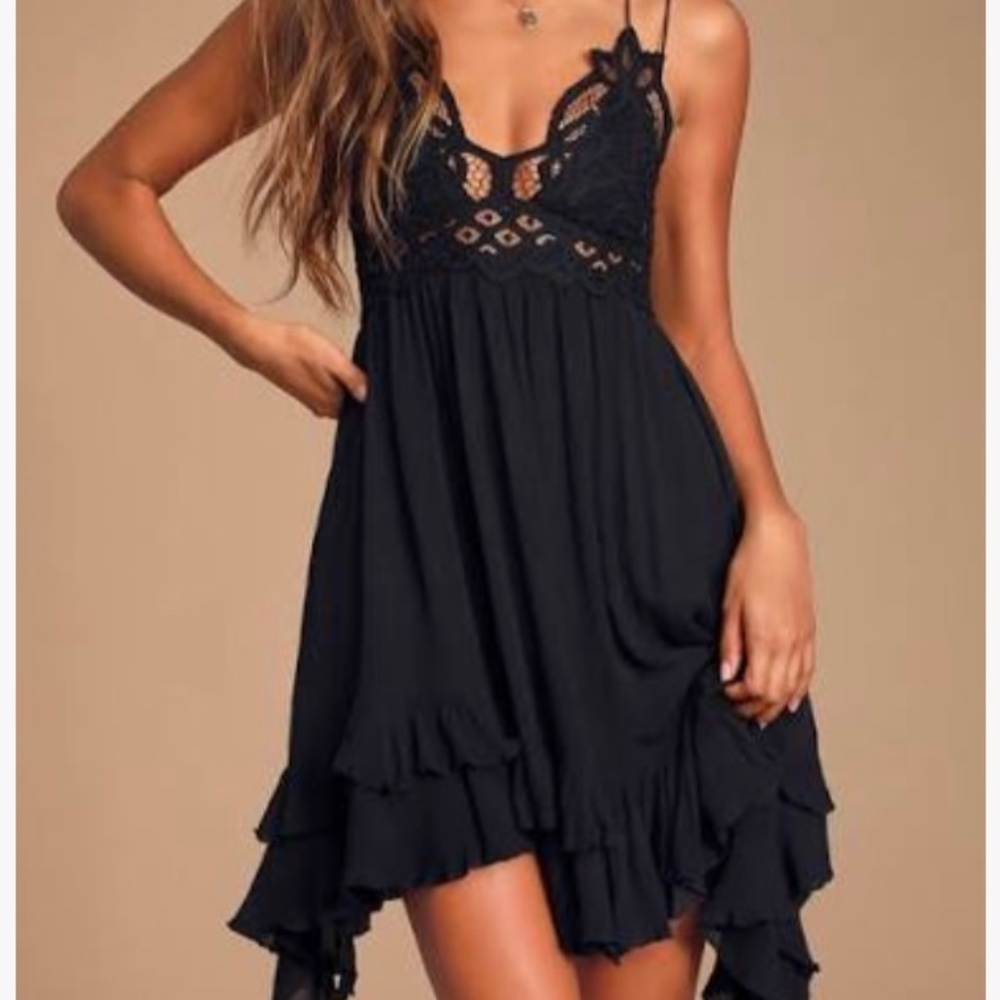 “Free People” black lace sundress